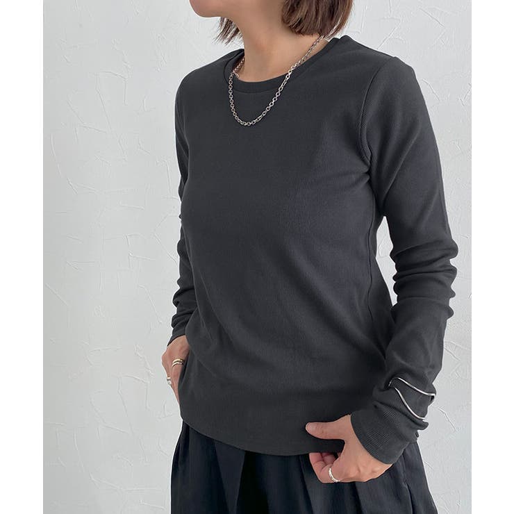 チャコール | 機能付きテレコUネックカットソー カットソー テレコ | Pierrot