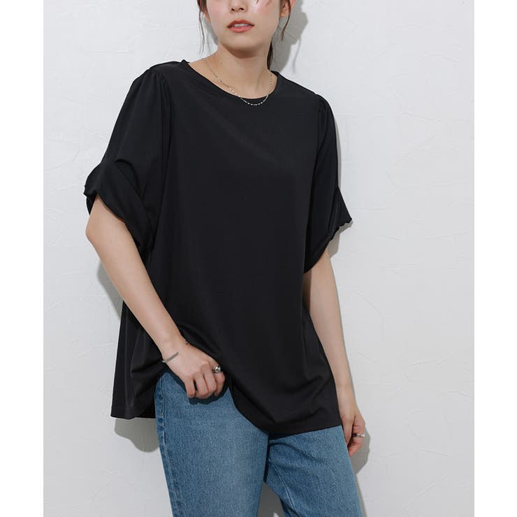 ブラック | 接触冷感バルーンスリーブTシャツ Ｔシャツ 接触冷感 | Pierrot