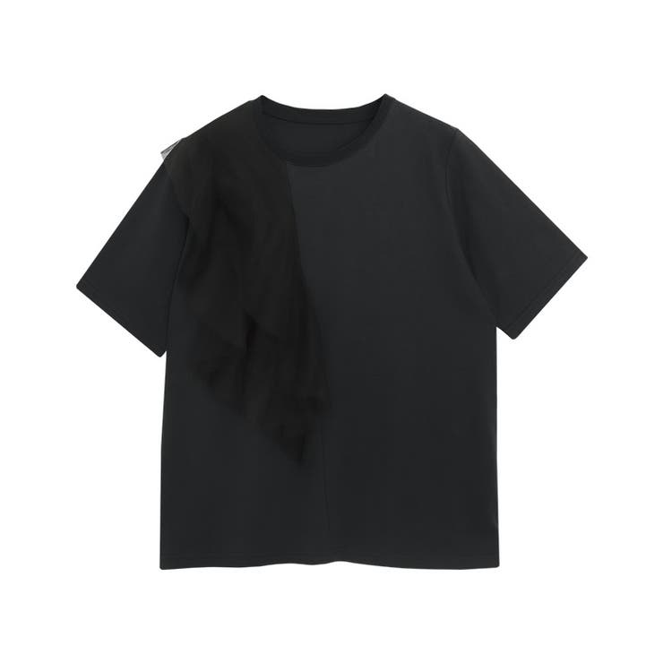 ブラック | ラッフルドッキングTシャツ Tシャツ ドッキング | Pierrot