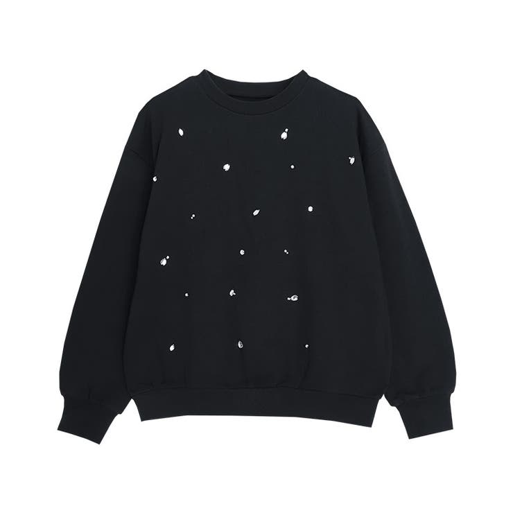ブラック | ビジュースウェット ビジュー スウェット | Pierrot