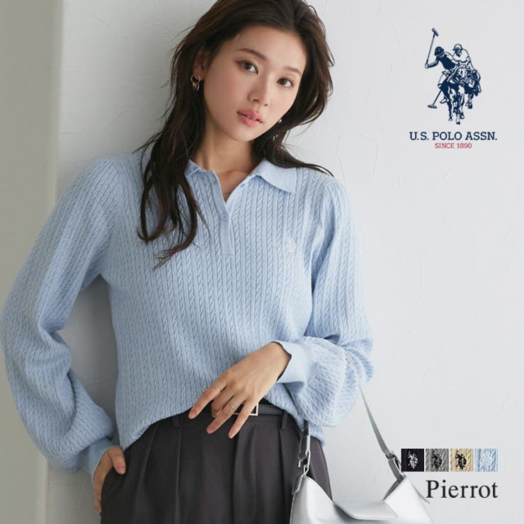 POLO RALPH LAUREN】ケーブルニット コットン Vネック セーター
