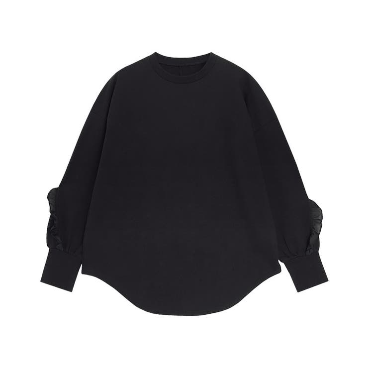 ブラック | ライトスウェットフリルデザインプルオーバー スウェット フリル | Pierrot