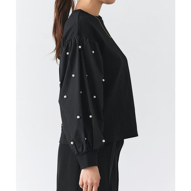 袖パールデザイントップス カットソー ポンチ素材 | Pierrot | 詳細画像7 