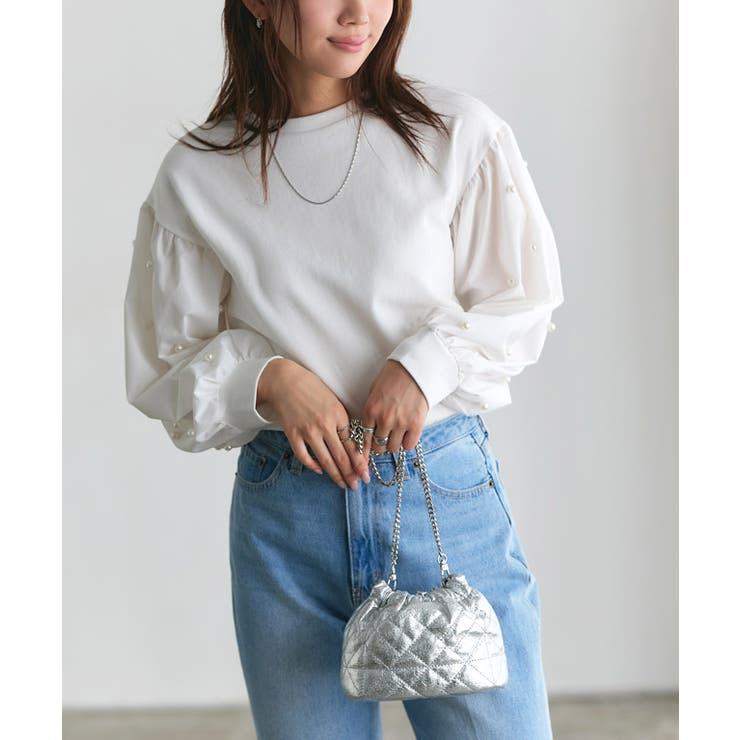 袖パールデザイントップス カットソー ポンチ素材 | Pierrot | 詳細画像26 