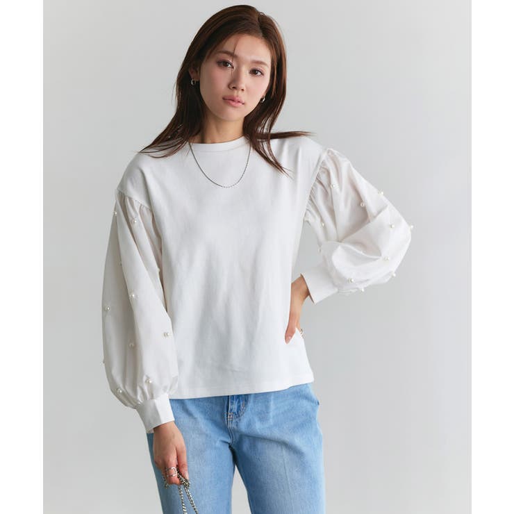 袖パールデザイントップス カットソー ポンチ素材 | Pierrot | 詳細画像27 