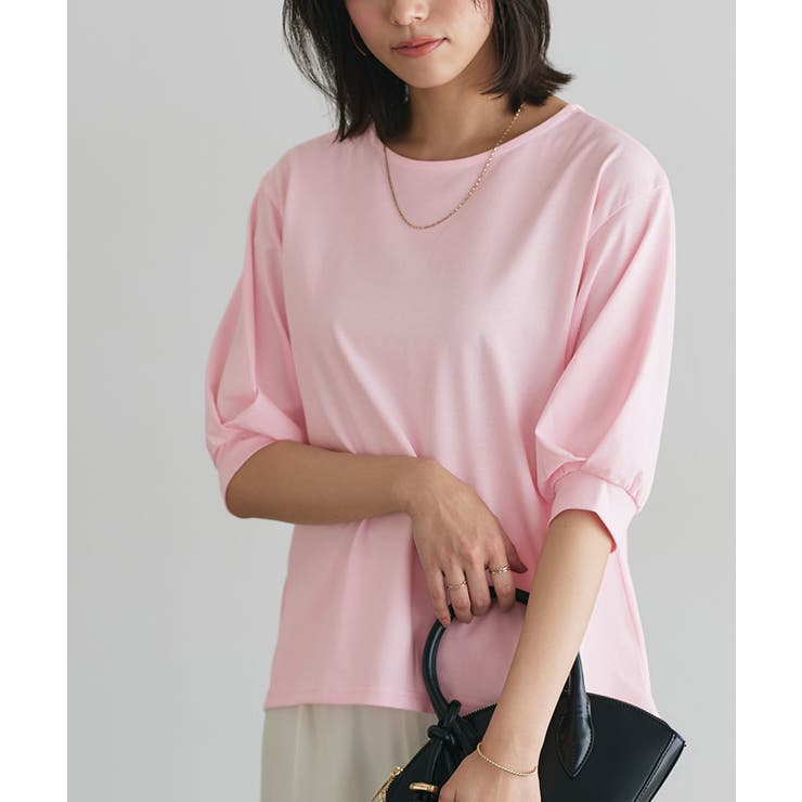ピンク | 【イージーケア】パフスリーブオーバーTシャツ Tシャツ パフスリーブ | Pierrot