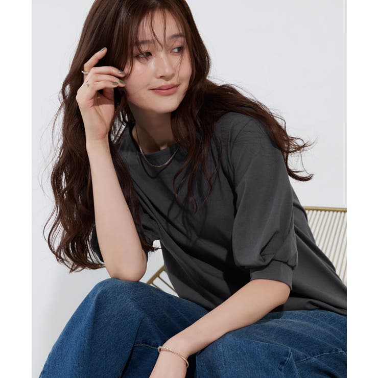 チャコール | 【イージーケア】パフスリーブオーバーTシャツ Tシャツ パフスリーブ | Pierrot
