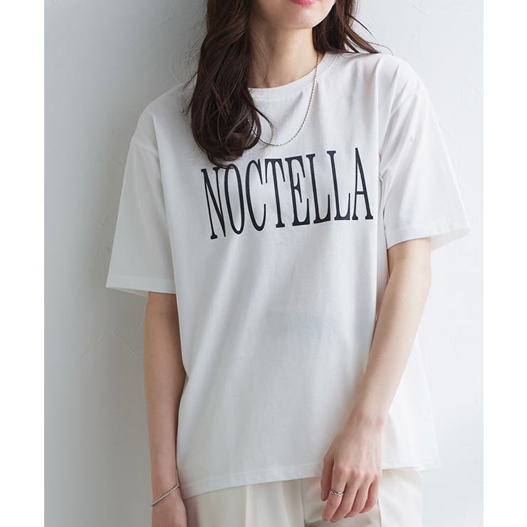 E/オフホワイト×チャコール | 【接触冷感 イージーケア】オーバーサイズロゴTシャツ Tシャツ | Pierrot