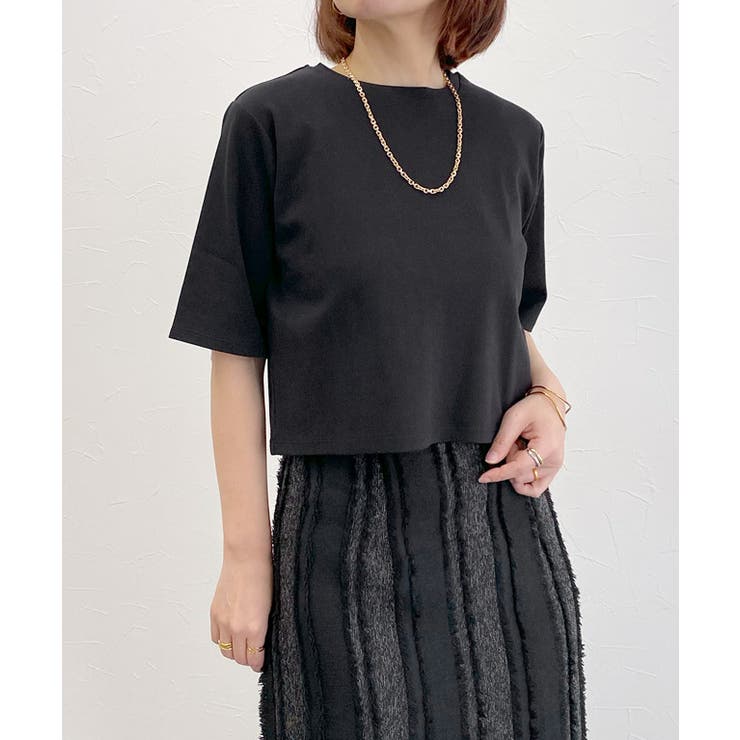 ROSSOPURO 売れ筋商品|||ロッソピューロ Tシャツ トップス レディース Tops Black 袖が選べるシアーカットソー Tシャツ フレンチスリーブ[品番