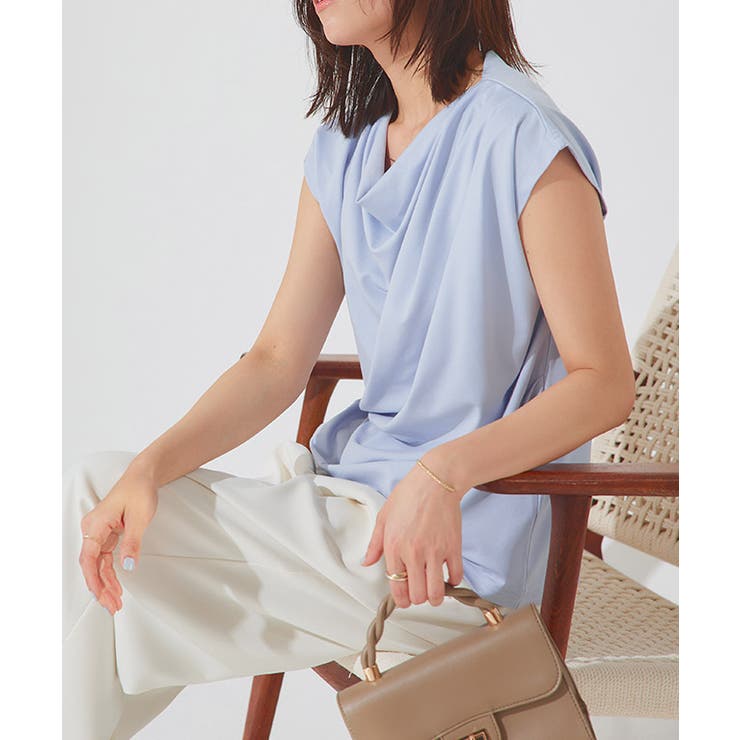 ライトブルー | 接触冷感ドレープフレンチスリーブTシャツ Tシャツ 接触冷感 | Pierrot