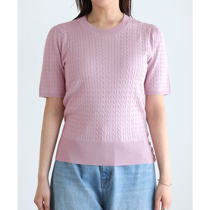 ボタンデザインケーブルニット ニット ケーブル柄 | Pierrot | 詳細画像6 