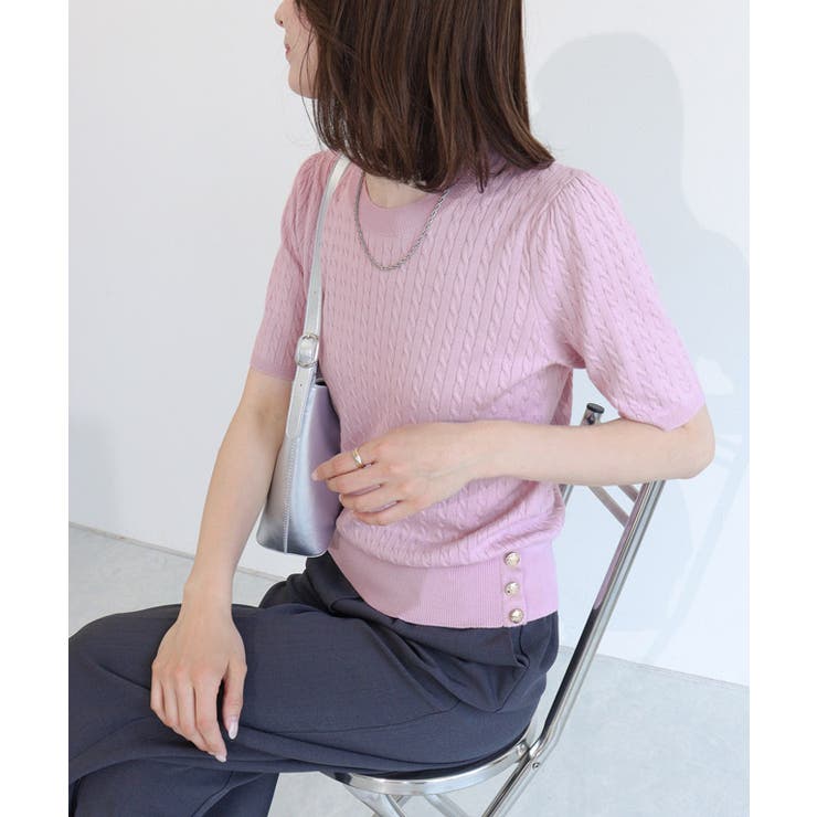 ボタンデザインケーブルニット ニット ケーブル柄 | Pierrot | 詳細画像23 