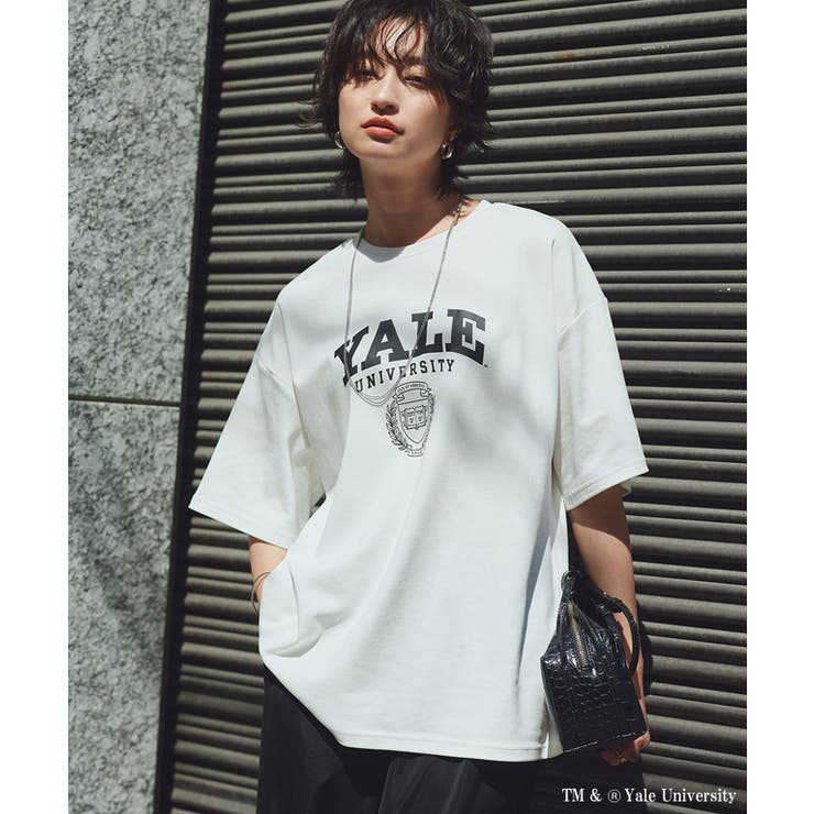 オフホワイト | 別注YALEエンブレムオーバーTシャツ Tシャツ オーバーシルエット | Pierrot