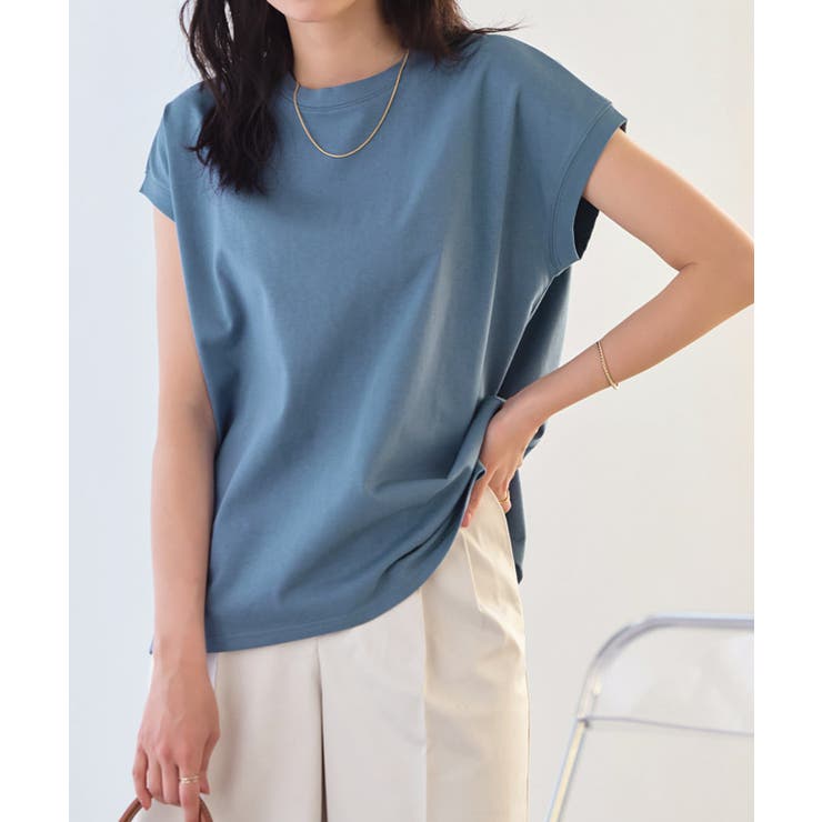 スモークブルー | 汗ジミ防止フレンチスリーブTシャツ 汗染み防止 汗ジミ防止 | Pierrot
