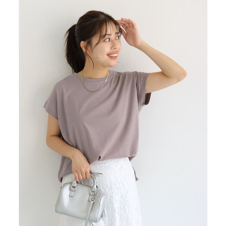 アッシュラベンダー | 汗ジミ防止フレンチスリーブTシャツ 汗染み防止 汗ジミ防止 | Pierrot