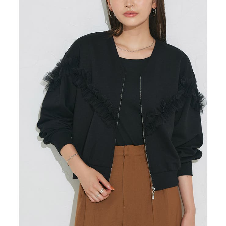 チュールデザインジップカーデ カーデ ジップ | Pierrot | 詳細画像20 