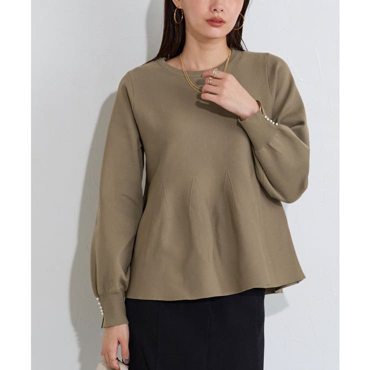 モカベージュ | 構築デザインペプラムニット ニット ペプラム | Pierrot