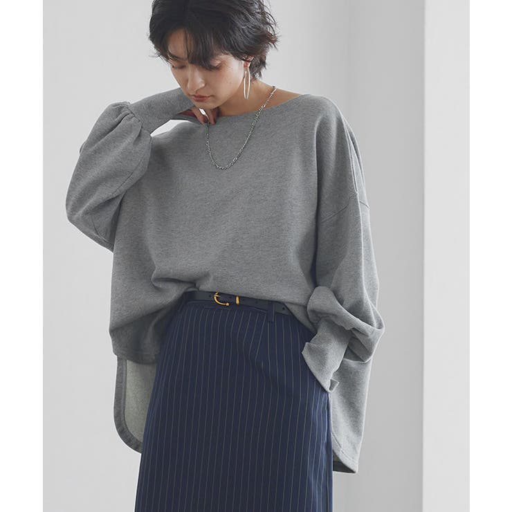 杢グレー | [RASW]ボートネックルーズプレーティングスウェット スウェット ボートネック | Pierrot