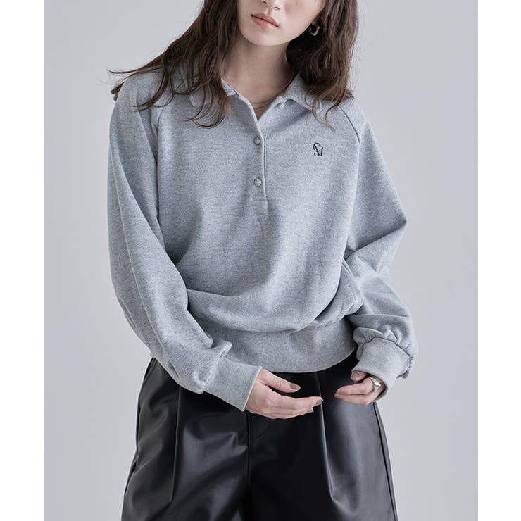 [ECLAM] ラメ入り刺繍ポロスウェット スウェット | Pierrot | 詳細画像1 