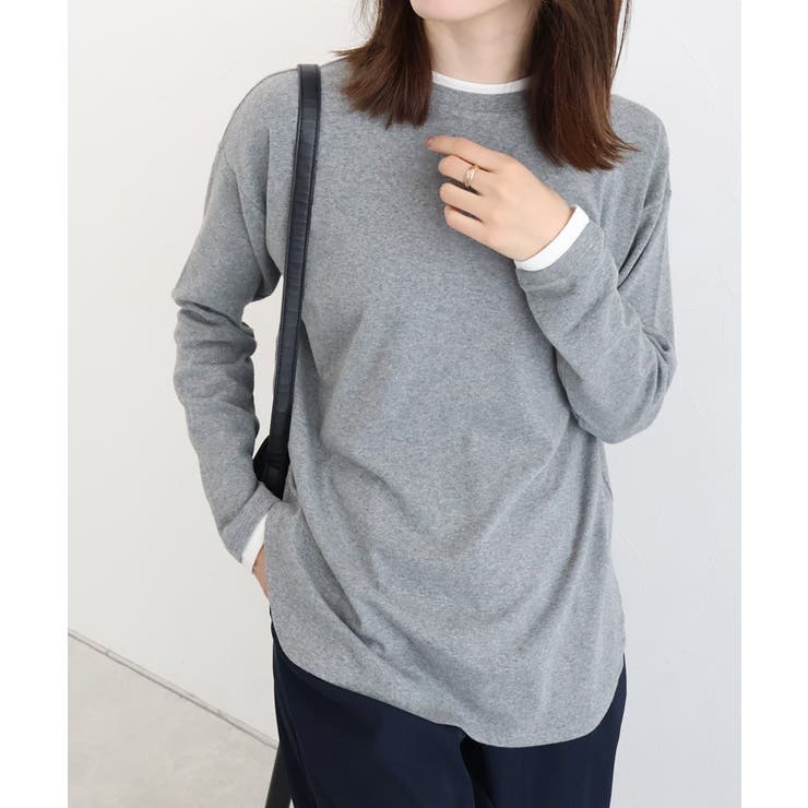 杢グレー | 裏微起毛レイヤード風カットソー カットソー 裏微起毛 | Pierrot