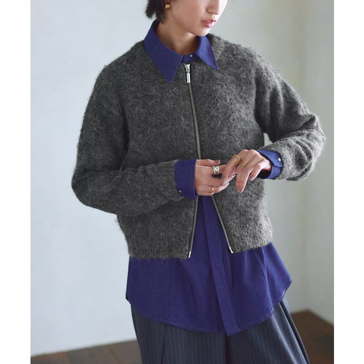 チャコール | シャギーWジップカーディガン カーディガン Wジップ | Pierrot
