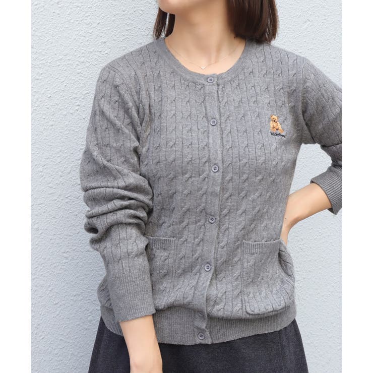 杢グレー | ケーブルポケットニットカーディガン カーディガン ニット | Pierrot