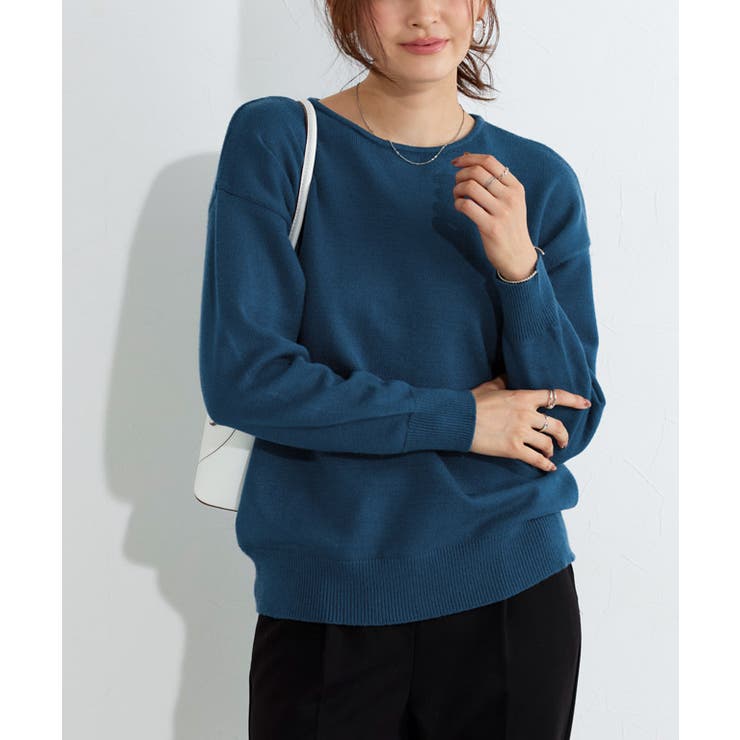 インディゴブルー | プレミアムカシミヤタッチオーバーサイズニット ニット オーバーサイズ | Pierrot