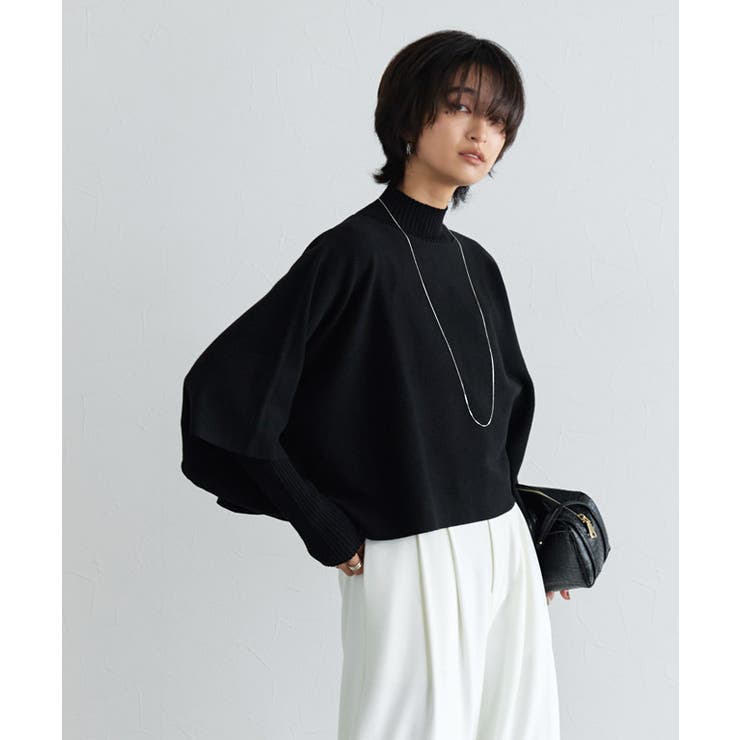 ブラック | ケープアンサンブルリブニット ニット アンサンブル | Pierrot