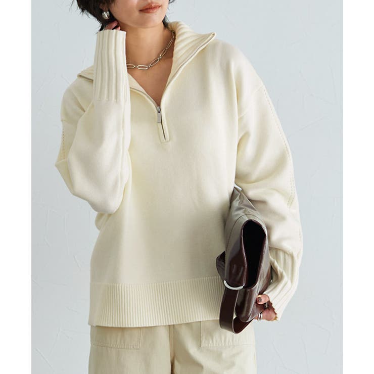 アイボリー | [RASW]ジップボックスニット ニット ジップ | Pierrot