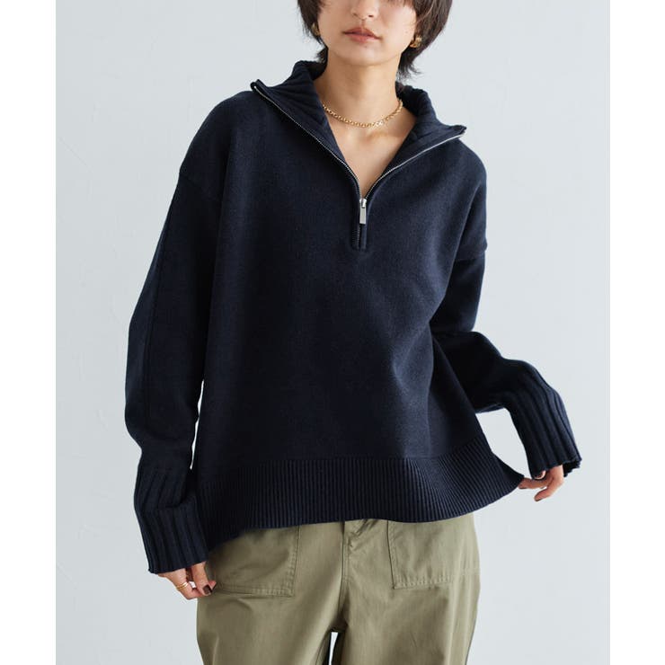 ダークネイビー | [RASW]ジップボックスニット ニット ジップ | Pierrot