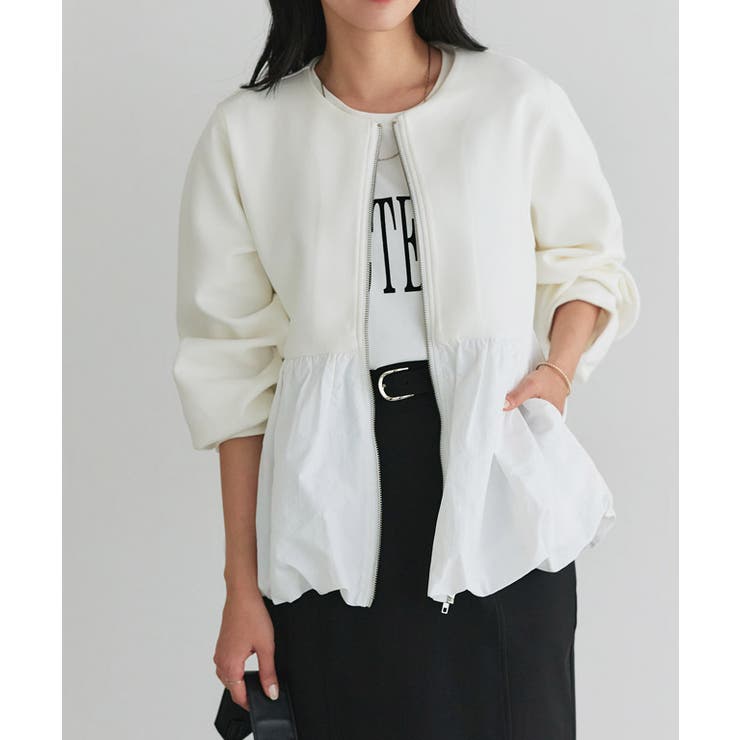 オフホワイト | 【UV 花粉対策】バルーンペプラムブルゾン 実用性 | Pierrot