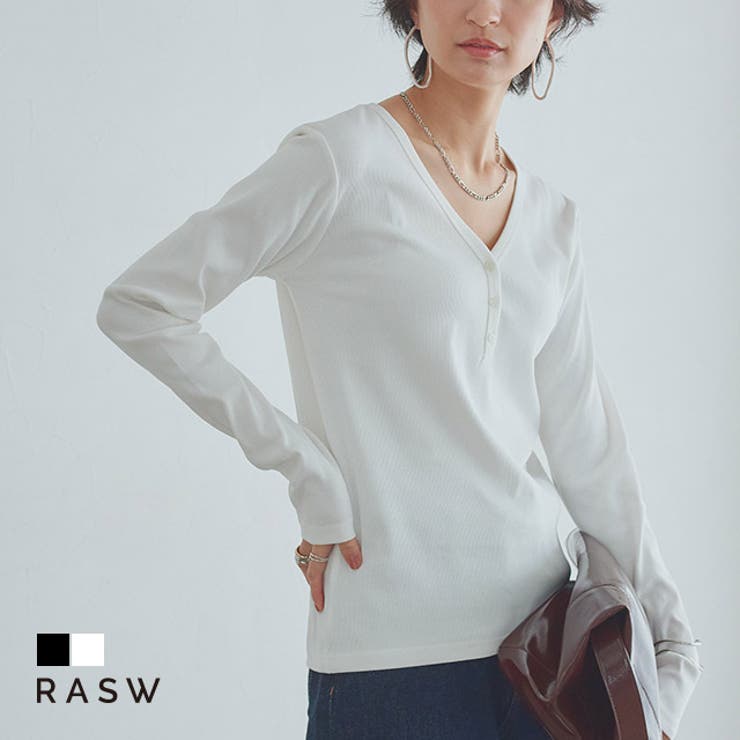 [RASW]ヘンリーネックテレコリブカットソー 着心地 Vネック | Pierrot | 詳細画像1 