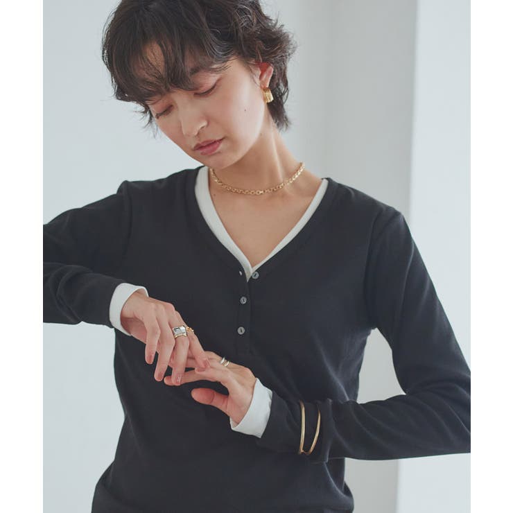 [RASW]ヘンリーネックテレコリブカットソー 着心地 Vネック | Pierrot | 詳細画像28 