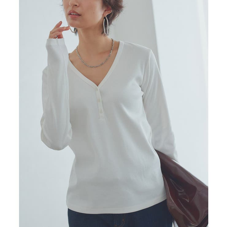 [RASW]ヘンリーネックテレコリブカットソー 着心地 Vネック | Pierrot | 詳細画像13 