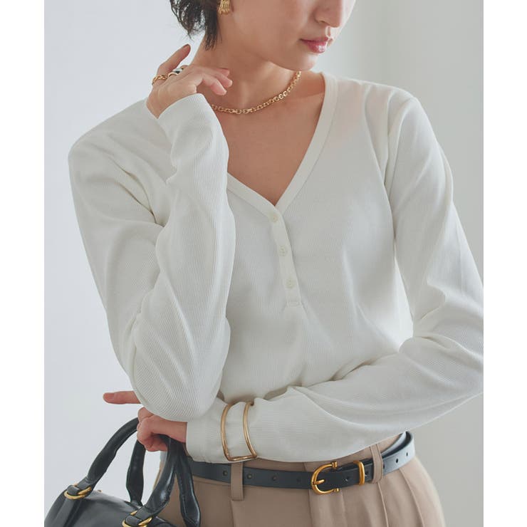 [RASW]ヘンリーネックテレコリブカットソー 着心地 Vネック | Pierrot | 詳細画像19 