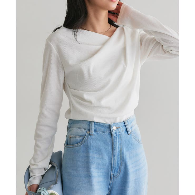 ドレープデザインテレコリブカットソー 肌 馴染み | Pierrot | 詳細画像14 