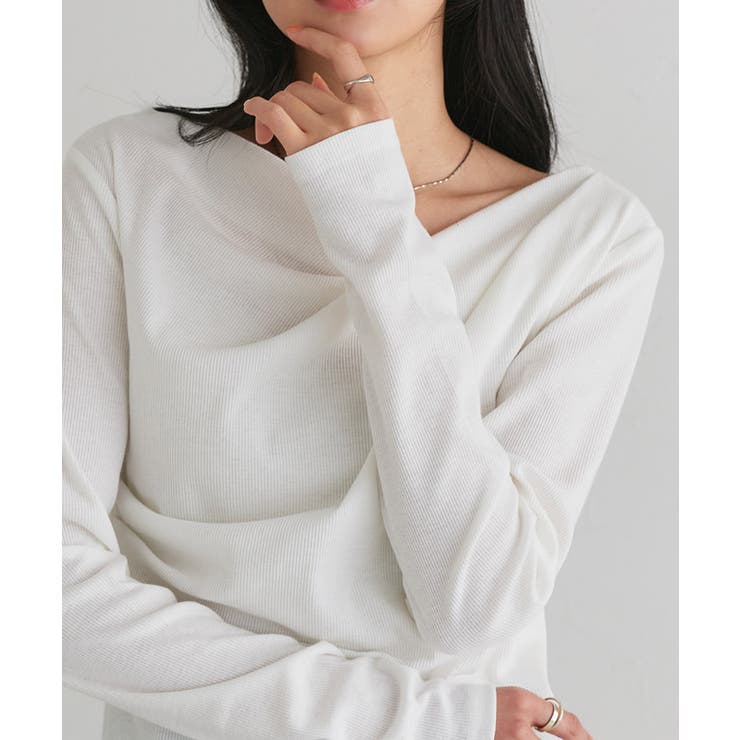 ドレープデザインテレコリブカットソー 肌 馴染み | Pierrot | 詳細画像17 