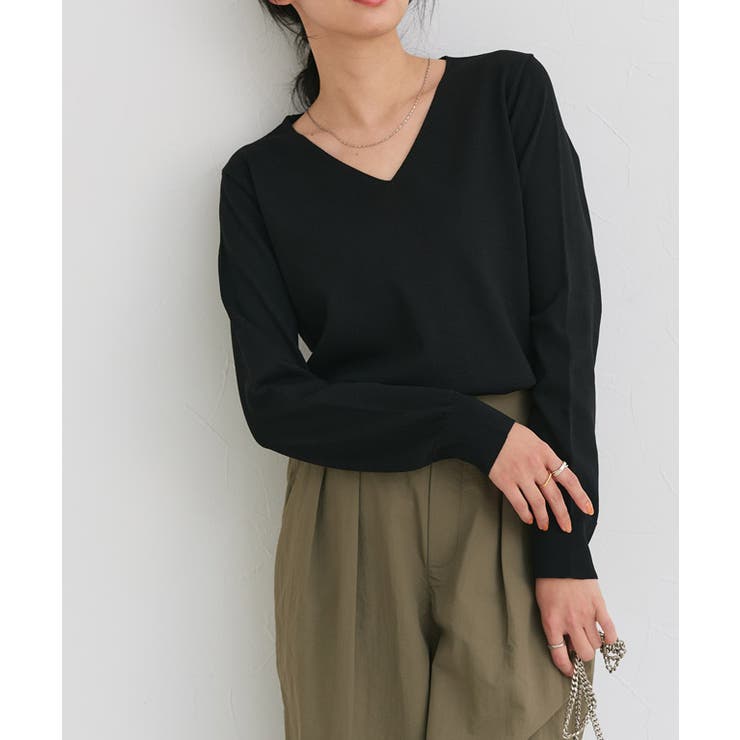 ブラック | 【UV ウォッシャブル】ネックが選べるニット 伸縮性 | Pierrot