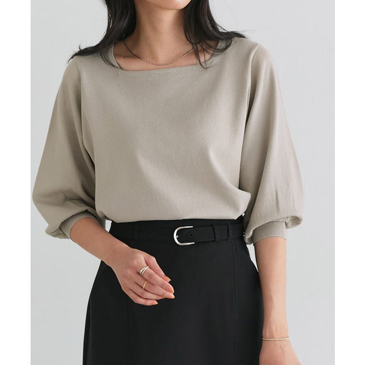 グレージュ | 【UV ウォッシャブル】バルーンスリーブニット 伸縮性 | Pierrot