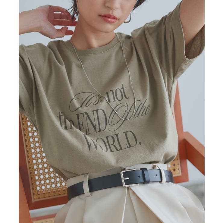 カーキ | [RASW]ソフトUSAコットンロゴTシャツ ヴィンテージ感 オーバー | Pierrot