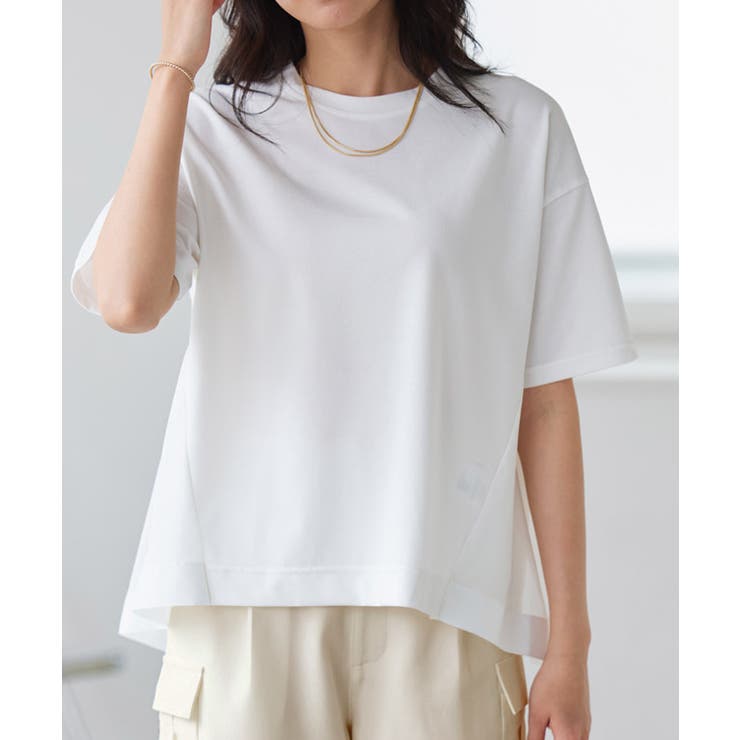 オフホワイト | バックフレアチュールドッキングTシャツ デイリー チュール | Pierrot