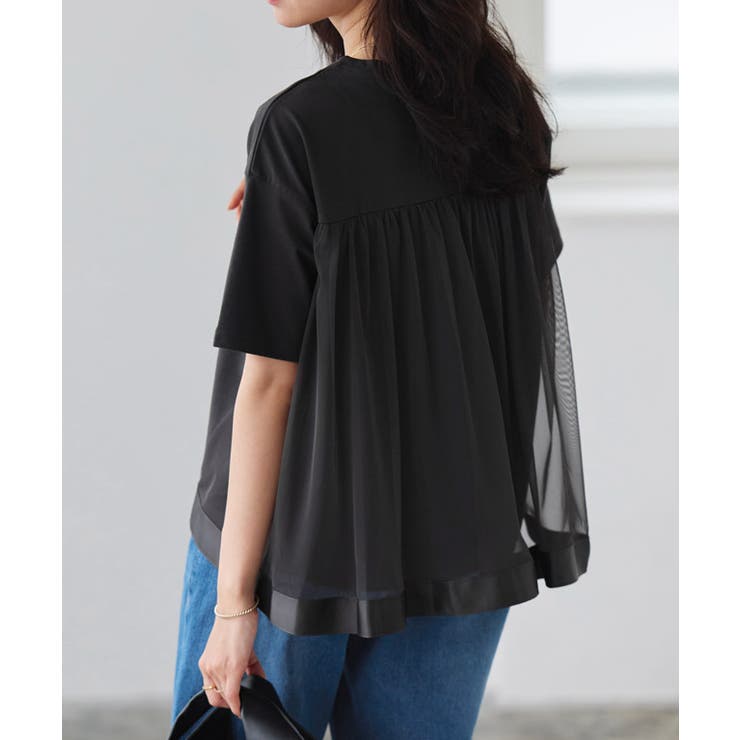 チャコール | バックフレアチュールドッキングTシャツ デイリー チュール | Pierrot