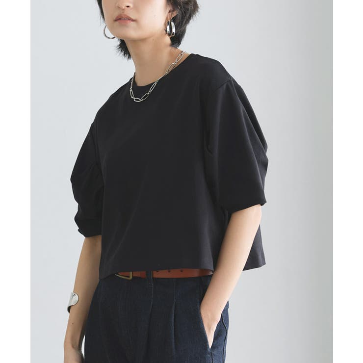 ブラック | [RASW]コーマコットンボリュームハーフスリーブTシャツ コーマ糸 肌触り | Pierrot