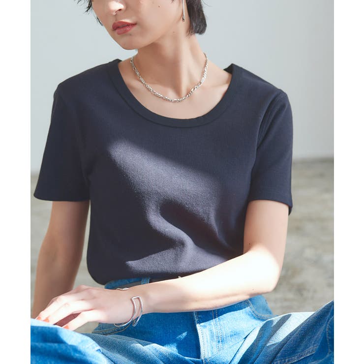 ブラック | 【Akaneさんコラボアイテム】[RASW]テレコリブTシャツ 静電気 毛玉 | Pierrot