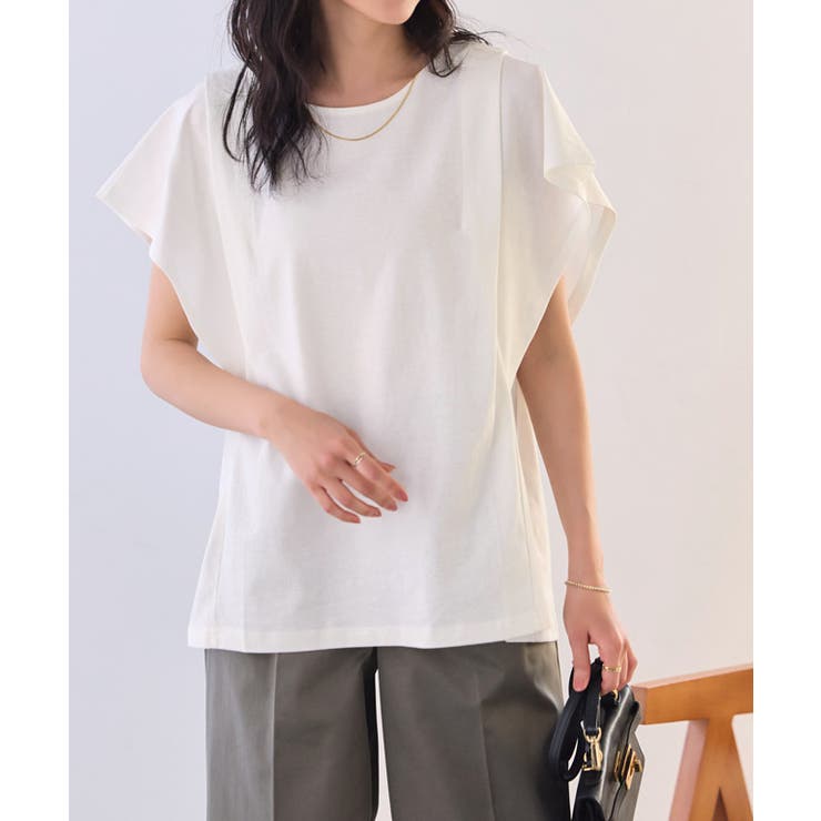 オフホワイト | 汗ジミ防止タックドルマンTシャツ コットン 撥水加工 | Pierrot