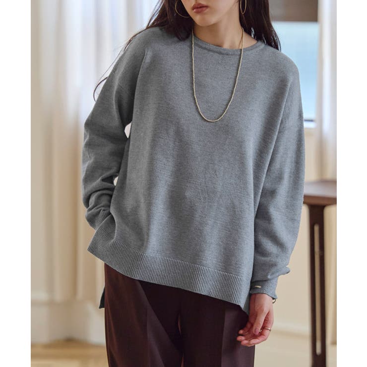 杢チャコール | プレミアムカシミヤタッチスリットオーバーニット カシミヤタッチ ニット | Pierrot