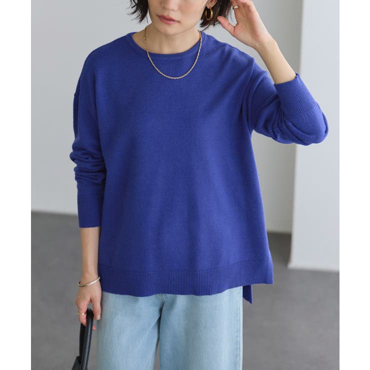 ロイヤルブルー | プレミアムカシミヤタッチスリットオーバーニット カシミヤタッチ ニット | Pierrot