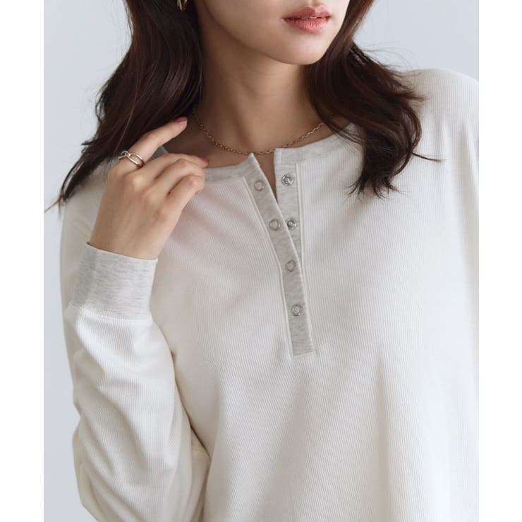 裏起毛配色ヘンリーネックリブTシャツ 裏起毛 ヘンリーネック | Pierrot | 詳細画像27 