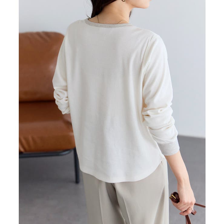 裏起毛配色ヘンリーネックリブTシャツ 裏起毛 ヘンリーネック | Pierrot | 詳細画像28 