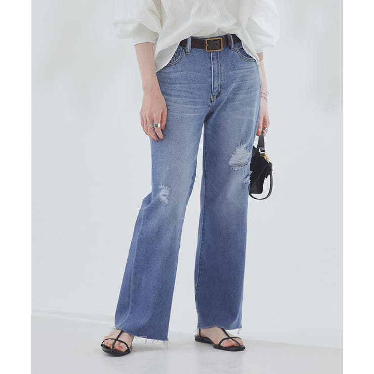 ダメージ/ブルー/カットオフ | [RASW]2typeストレートデニムパンツ デニム パンツ | Pierrot